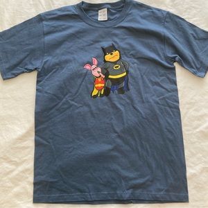 Pooh & Piglet = Batman & Robin Slate Blue kids Tee Size 18/20 (XL)